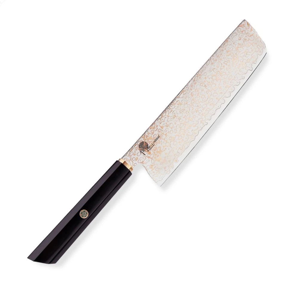 foto Kuchy�sk� n�� Nakiri 170 mm Dellinger� Resin Black Gold Damascus